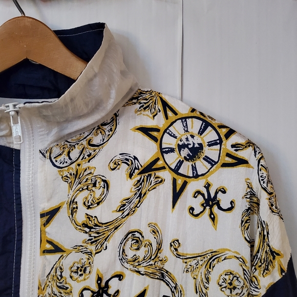 L Vintage 90's Navy Windbreaker Bomber Jacket - Picture 2 of 5